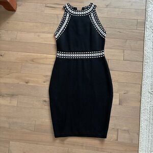 Milly Black and White Trim Midi Dress